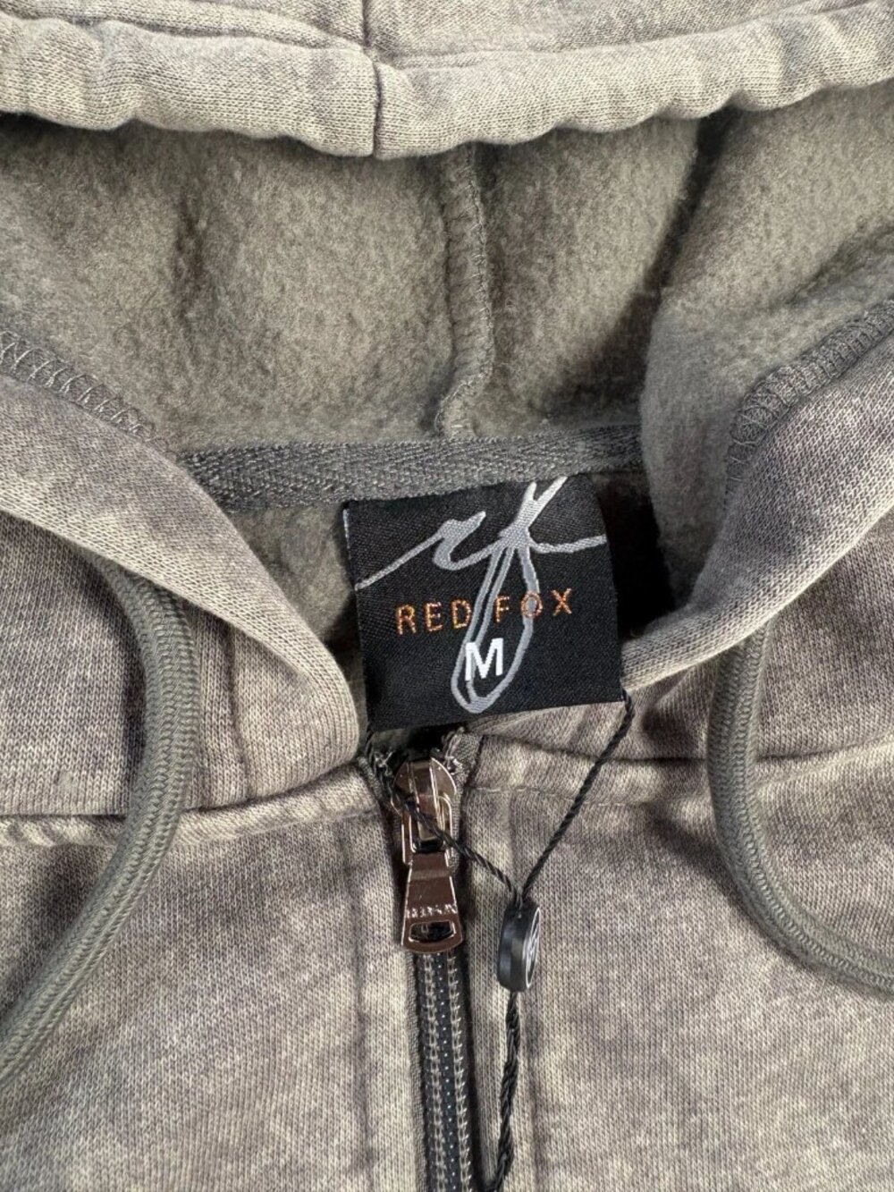 NWT Red Fox Womens Studded Cropped Fleece Full-Zip Hoodie Charcoal Wash Size M - Picture 3 of 7